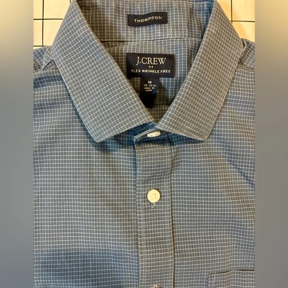 J. Crew Men’s Size Medium (15-15.5) Navy Thompson Flex Wrinkle Free Dress‎ Shirt